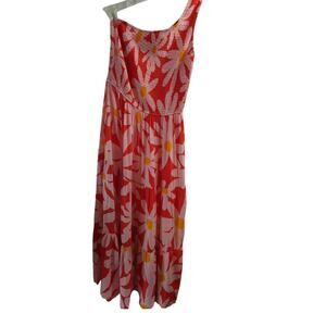 Zesica  Medium Maxi Sundress Rayon One Shoulder Smocked Colorful Festival